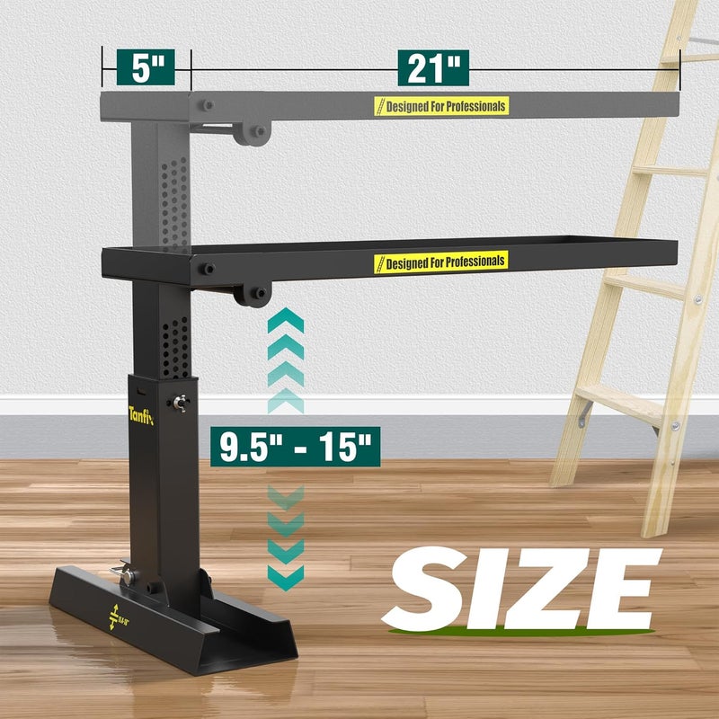 Tanfix Foldable | Heavy-Duty Ladder Extender Pro, High Strength Steel Material Design Ladder Extension Pro for Stairs w/Non-Slip Mat, 9.5-15" Adjustable Height, Applicable Feet Spacing 25" - Image 2